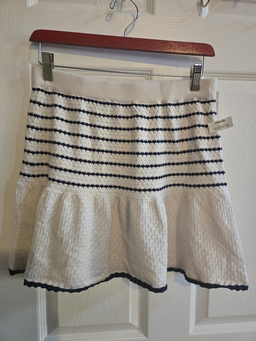 Striped Ivory &Navy- Nautical Knit Peplum Skirt